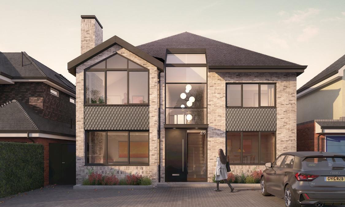 CGI of front elevation, St Albans new build with Greenfield Projects